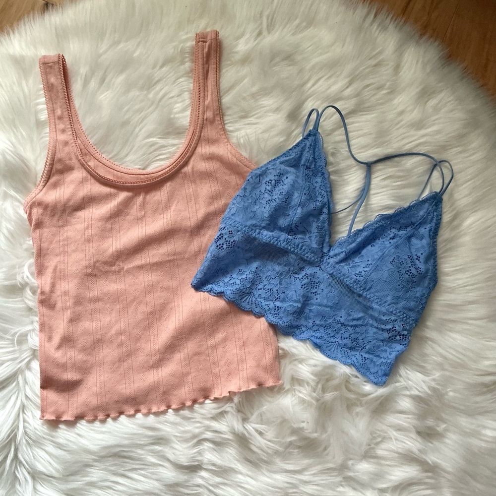 American Eagle Camisole and NWT Gilly Hicks Blue Lace Bralette XS